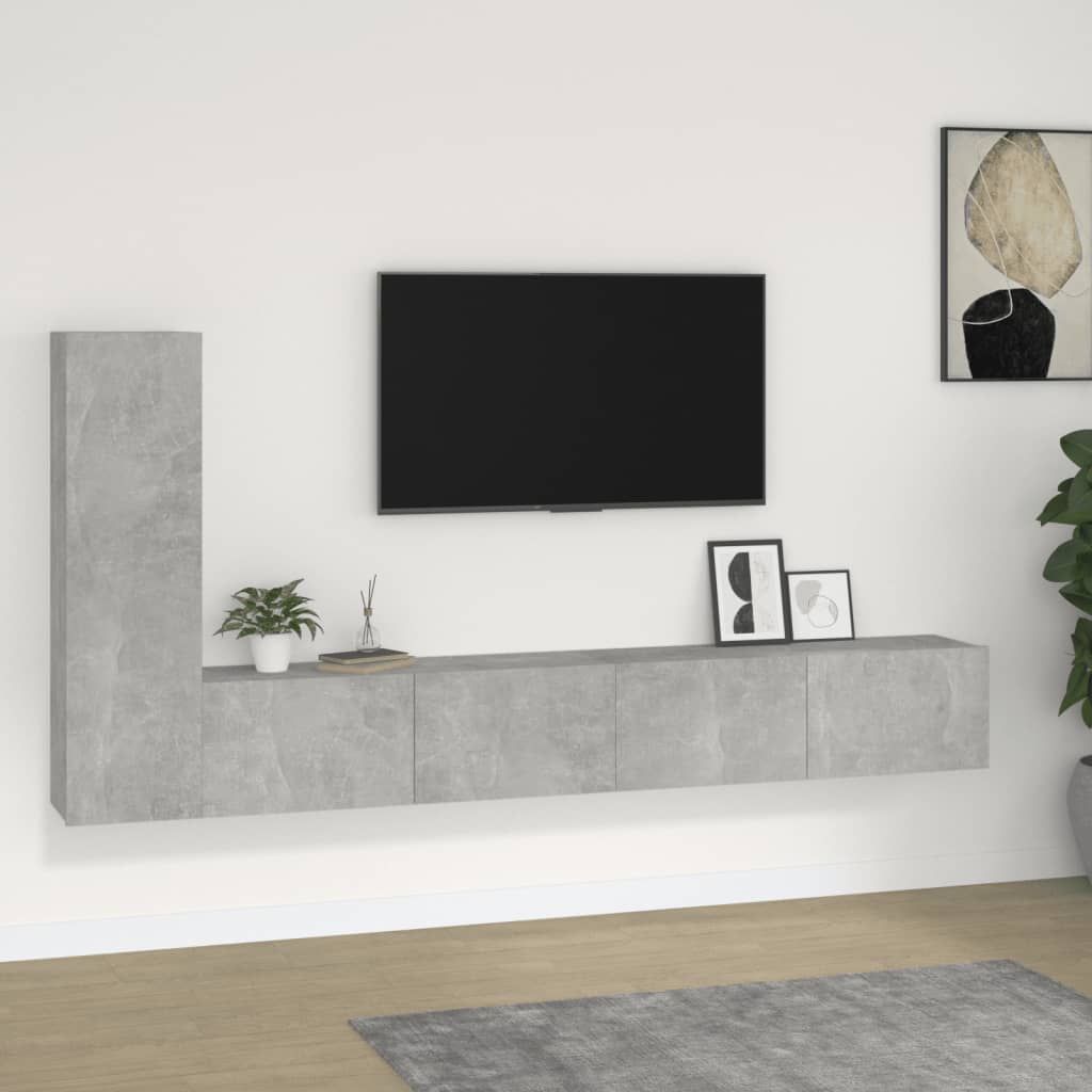 TV Cabinet Set, 3-Piece, Concrete Grey, Wood