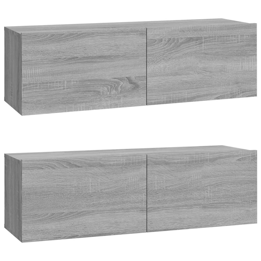 TV cabinet set, 3-piece, grey oak, wood