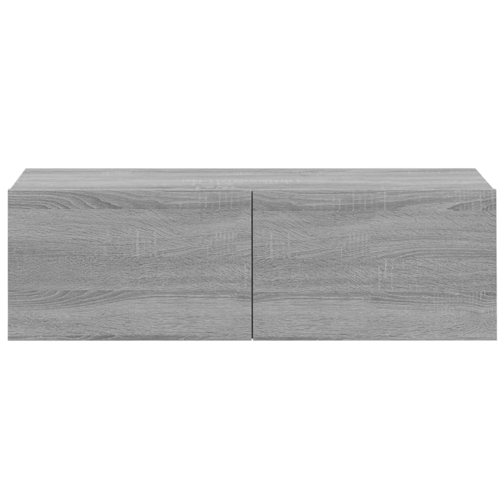 TV cabinet set, 3-piece, grey oak, wood