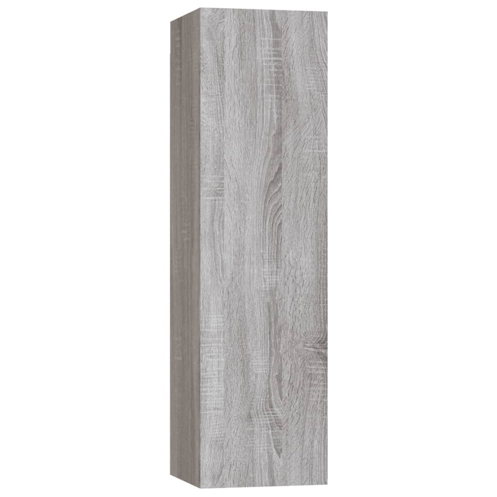 TV cabinet set, 3-piece, grey oak, wood
