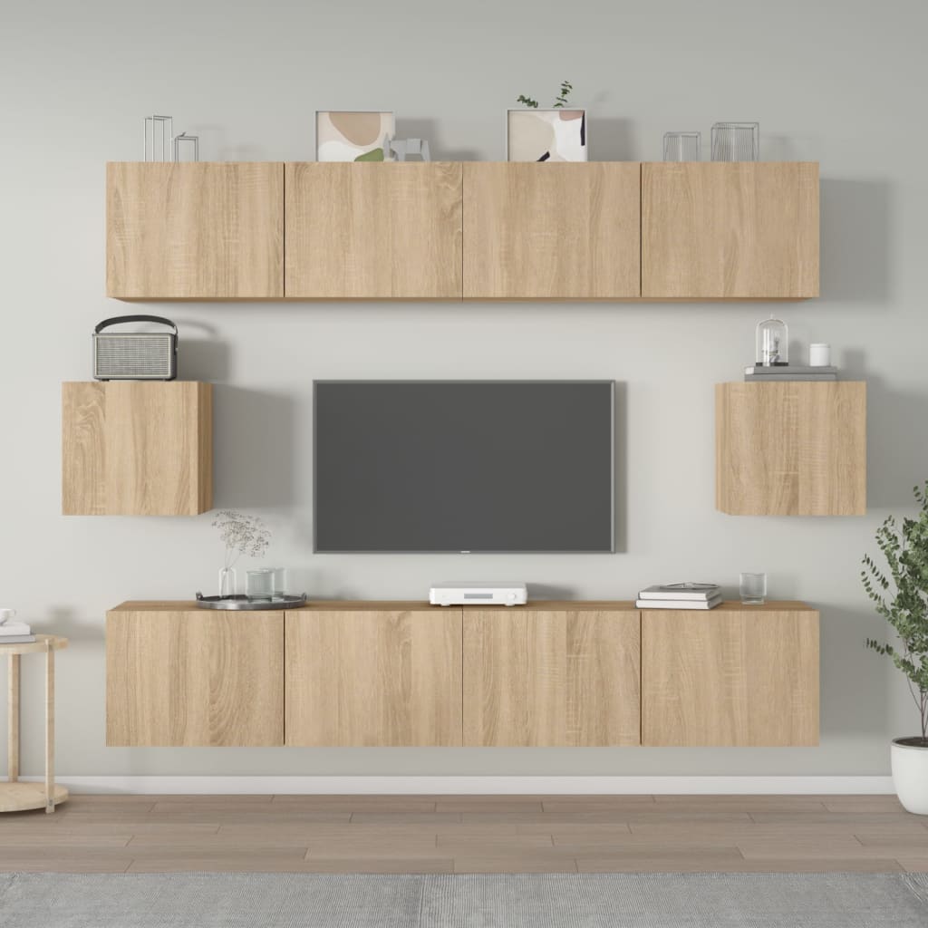 TV skapju komplekts, 6 daļīgs, ozolkoka, koks