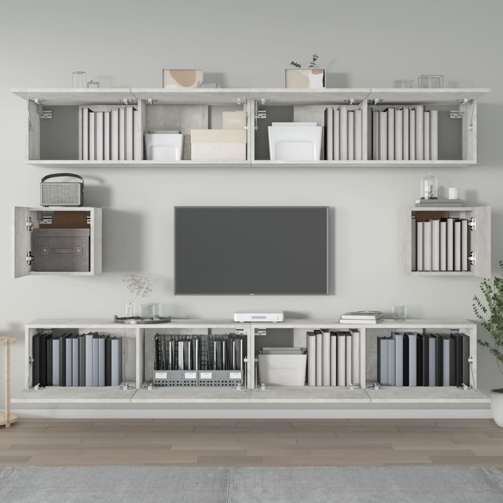TV cabinet set, 6-piece, concrete grey, wood