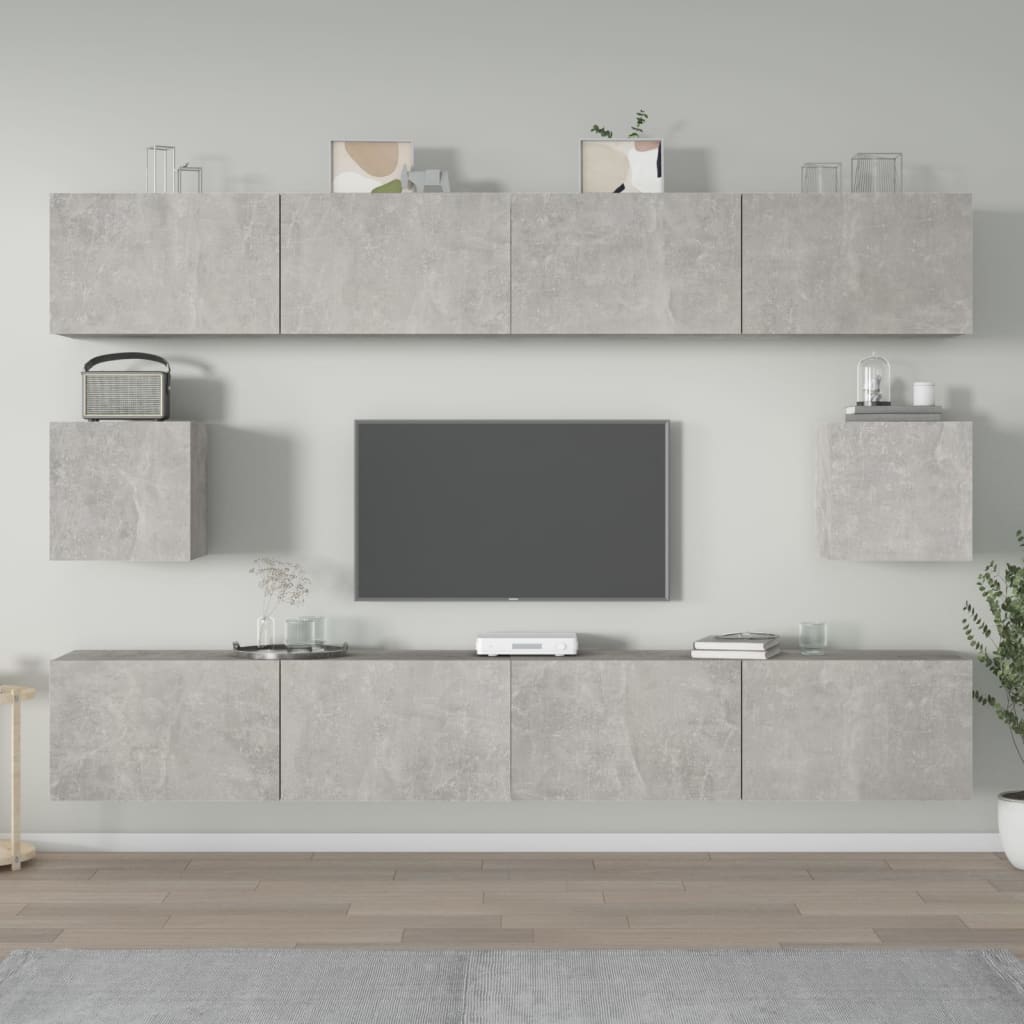 TV cabinet set, 6-piece, concrete grey, wood
