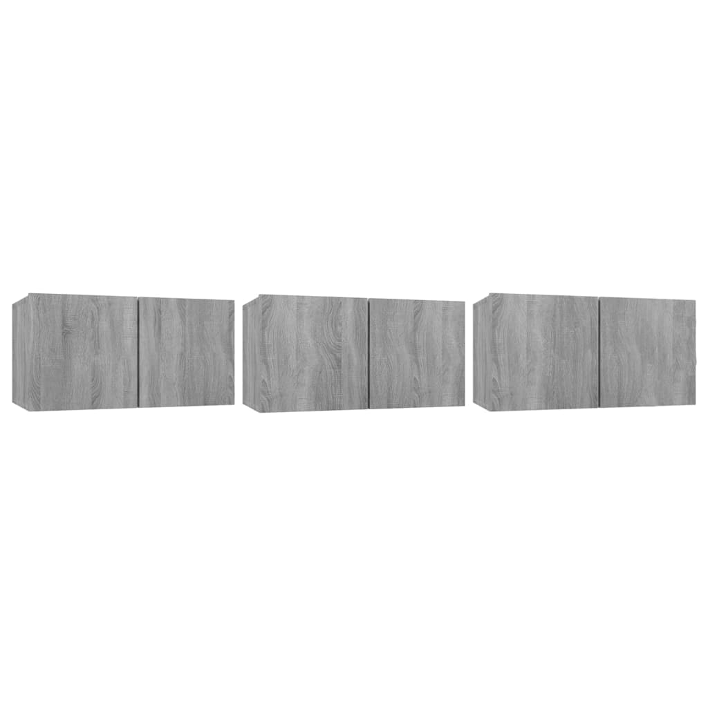 TV cabinet set, 5-piece, grey oak, wood