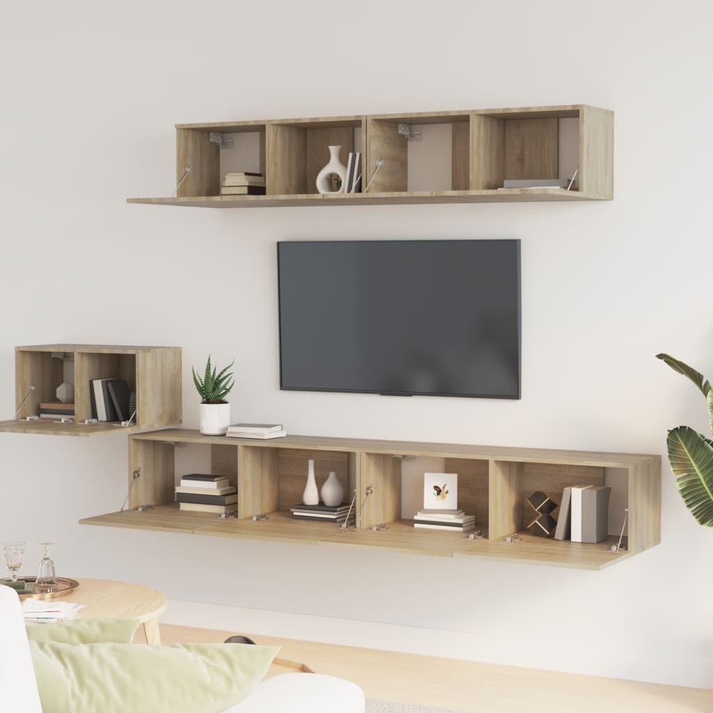 TV skapīšu komplekts, 5 daļas, ozolkoks, koks