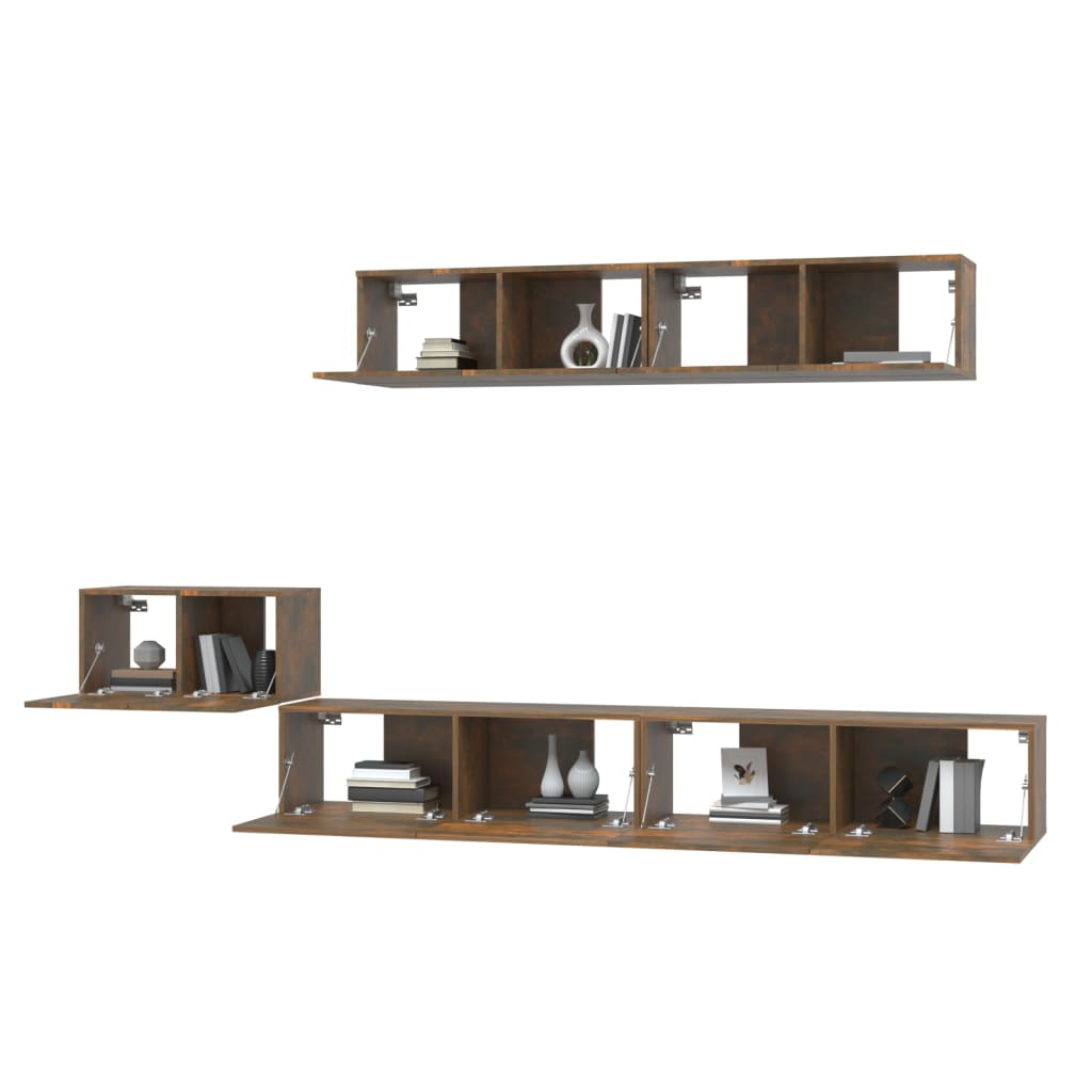 TV cabinet set, 5-piece, smoky oak, wood