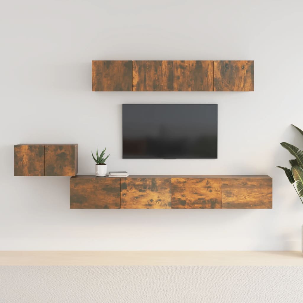 TV cabinet set, 5-piece, smoky oak, wood