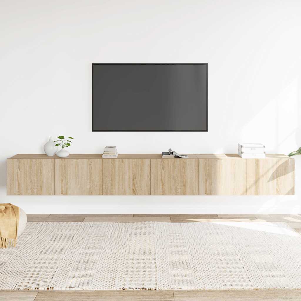 Televizoriaus spintelių komplektas, 3 dalių, ąžuolo, mediena