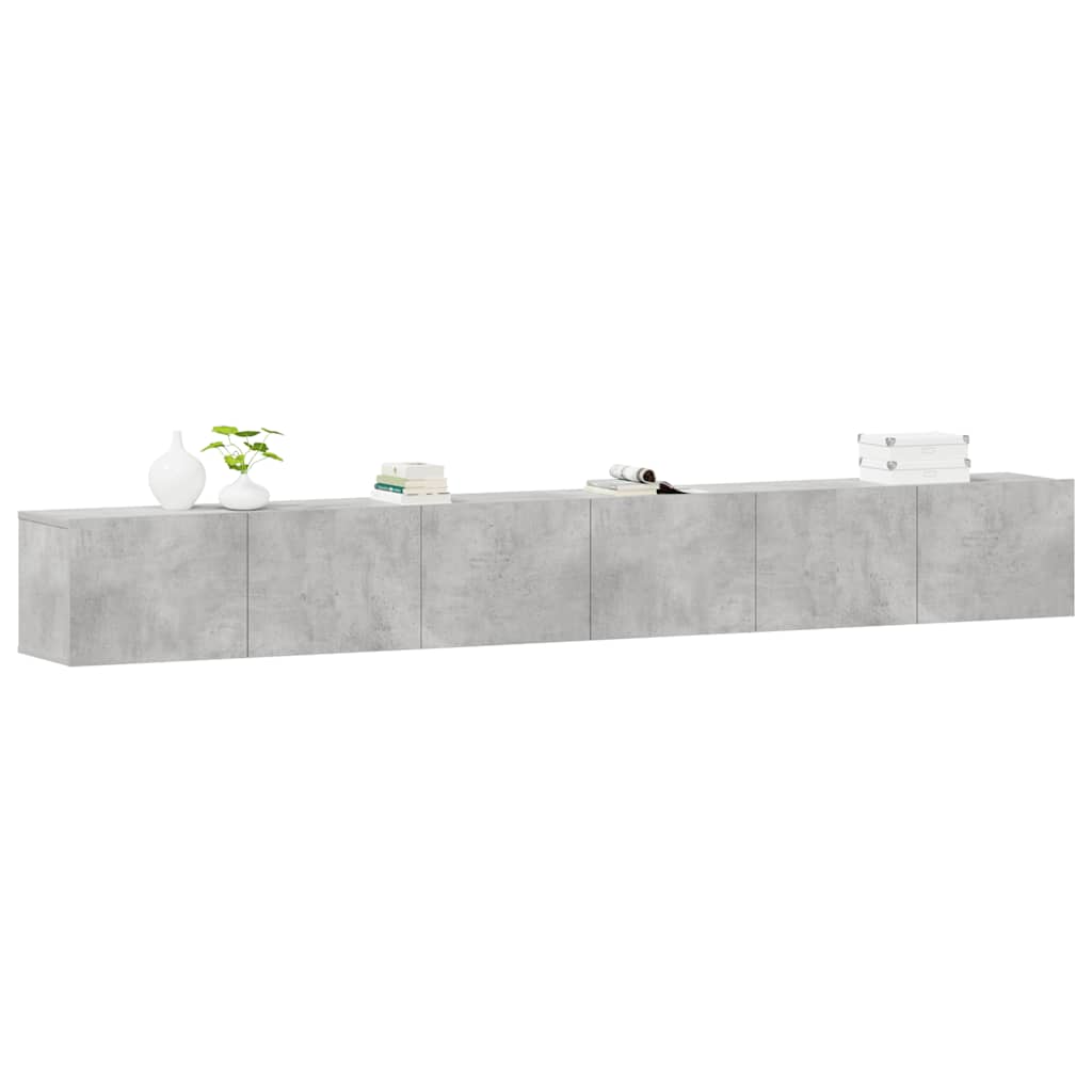 TV Cabinet Set, 3-Piece, Concrete Grey, Wood