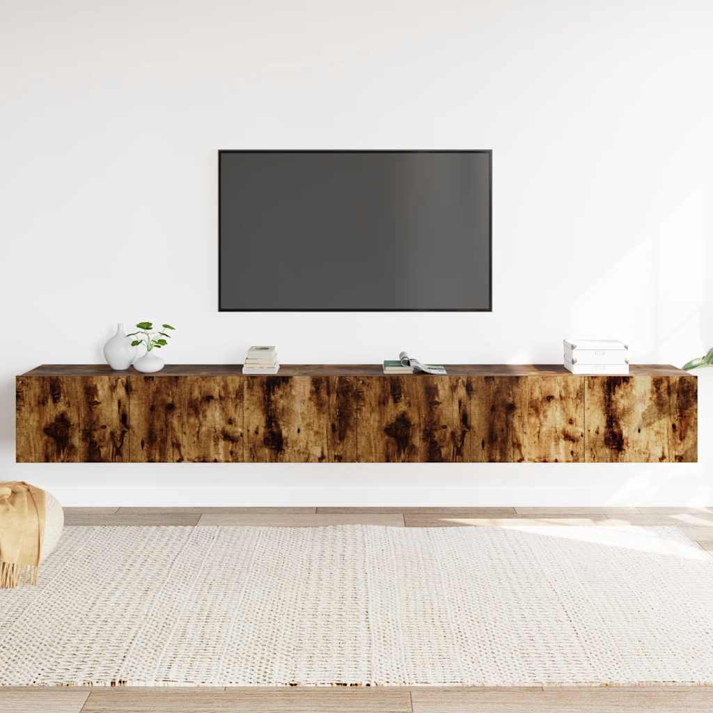 TV spintelių komplektas, 3 dalių, dūminio ąžuolo, mediena