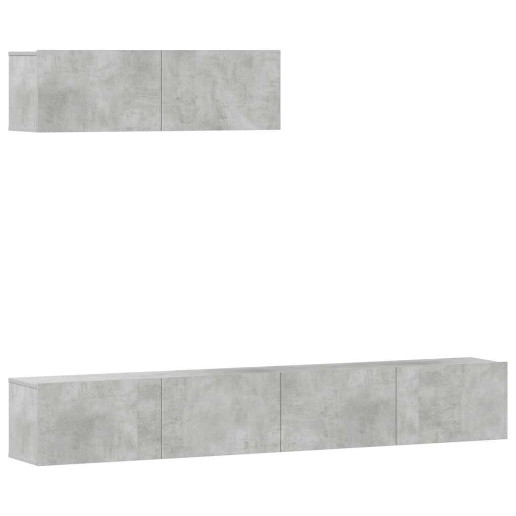TV Cabinet Set, 3-Piece, Concrete Grey, Wood
