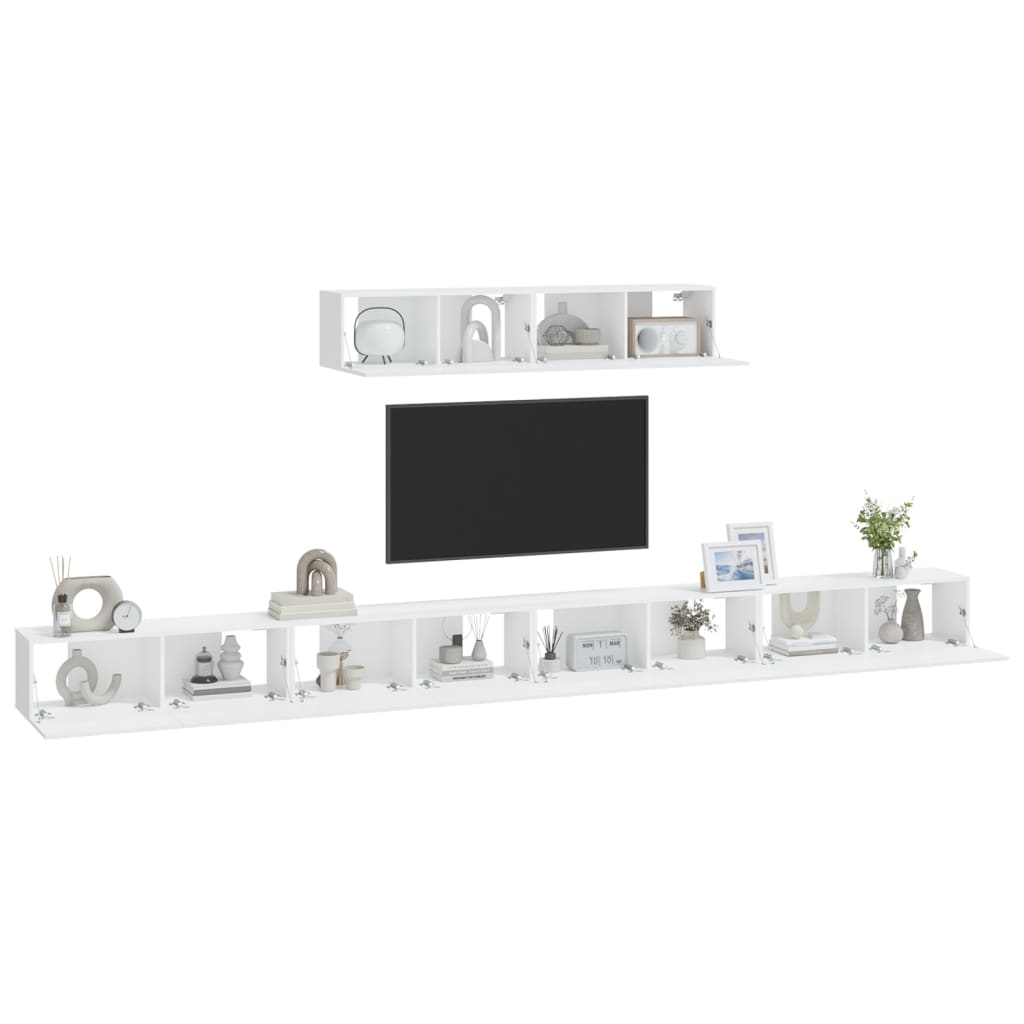 TV Cabinet Set, 6-Piece, White, Wood