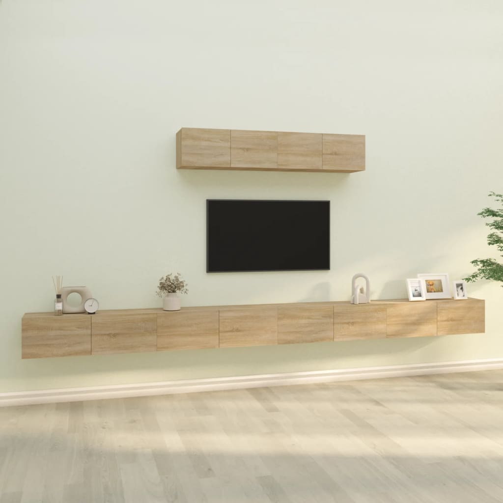 TV skapīšu komplekts, 6 daļas, ozolkoks, koks