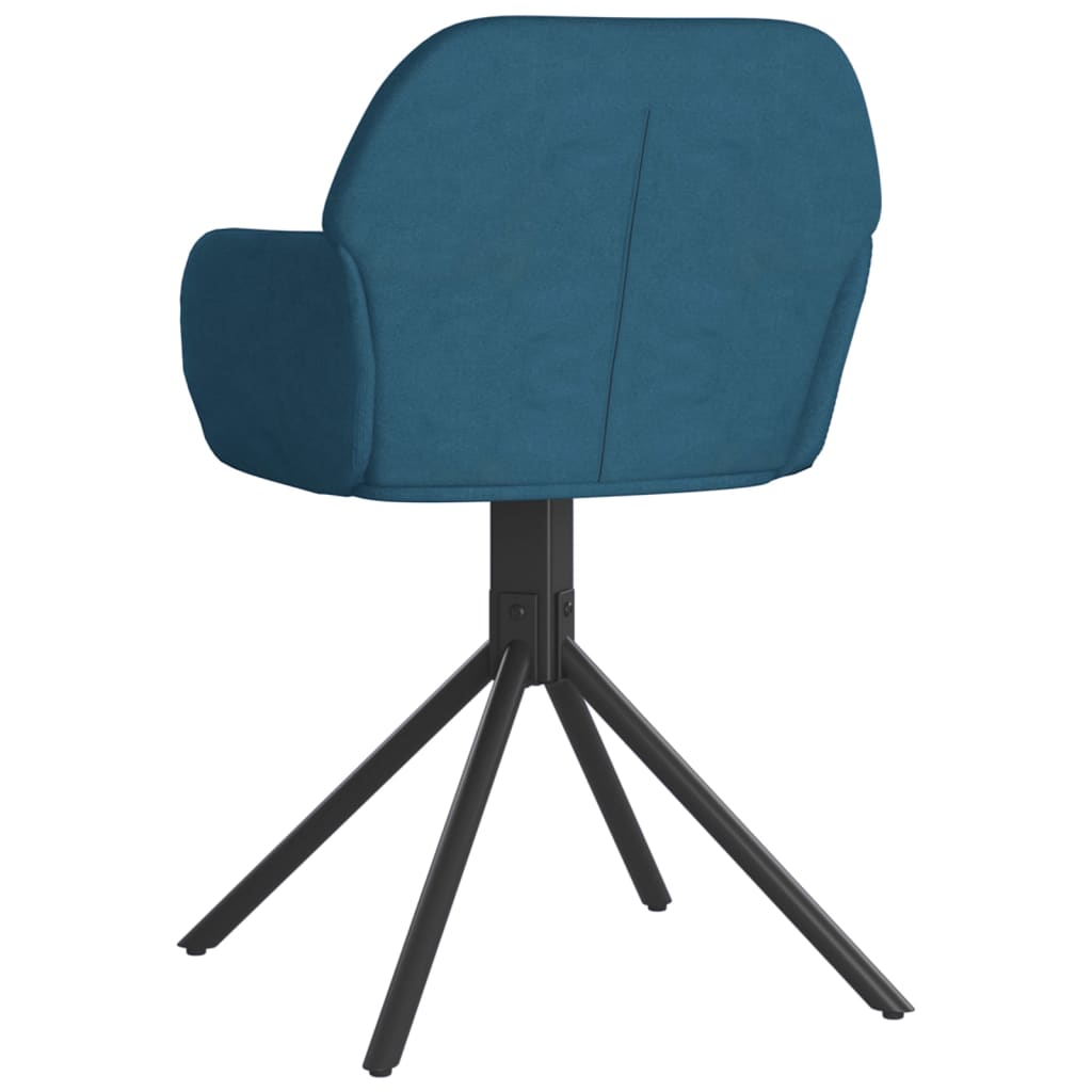 Swivel dining chairs, 2 pcs, blue, velvet