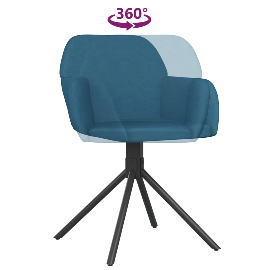 Swivel dining chairs, 2 pcs, blue, velvet