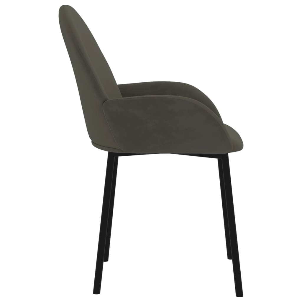 Dining chairs, 2 pcs., dark grey, velvet