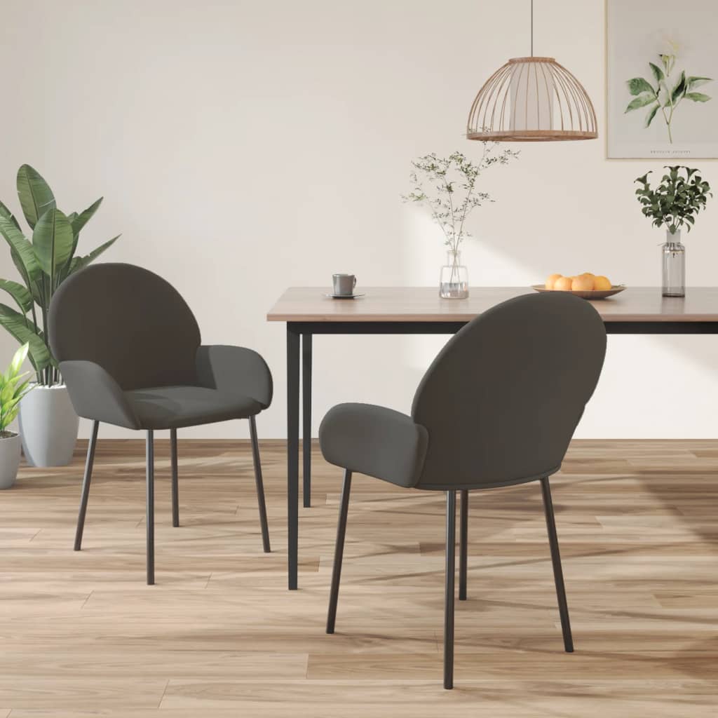 Dining chairs, 2 pcs., dark grey, velvet