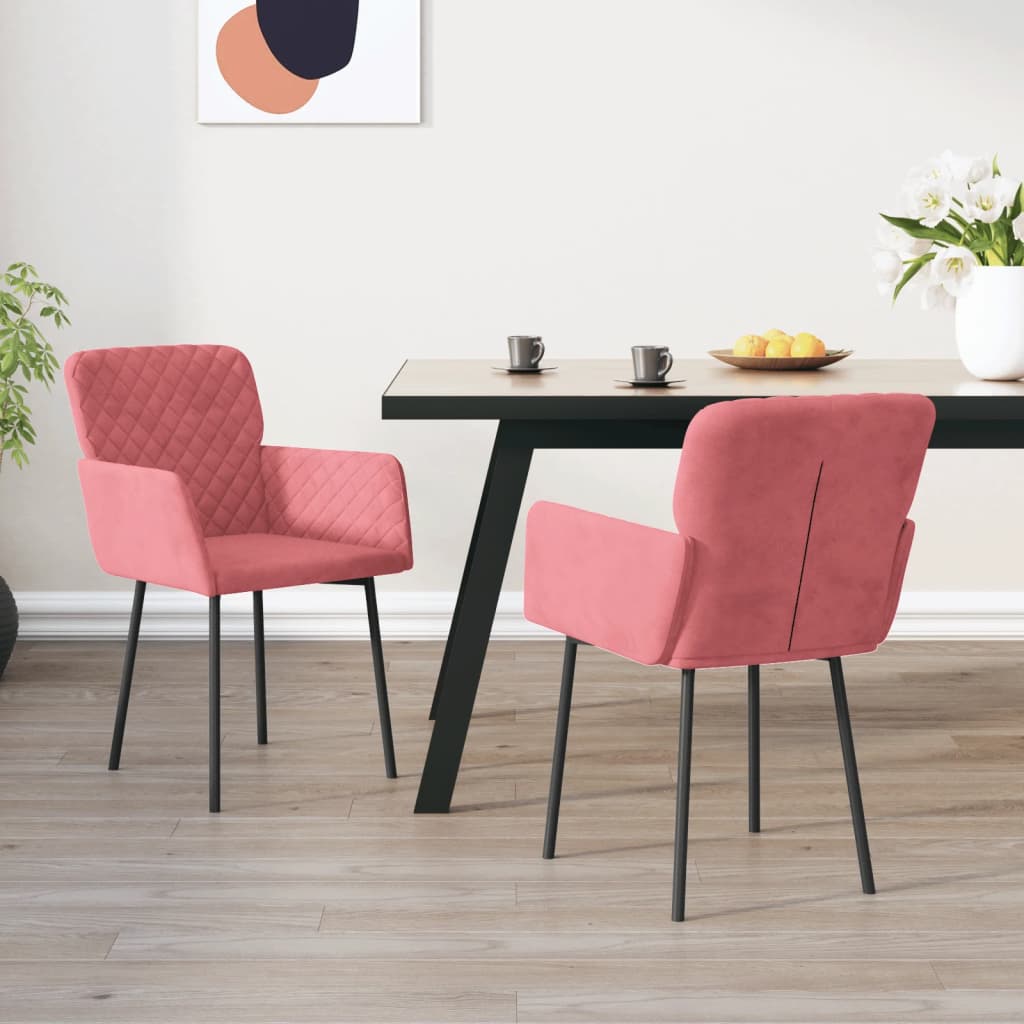 Dining chairs, 2 pcs., pink, velvet