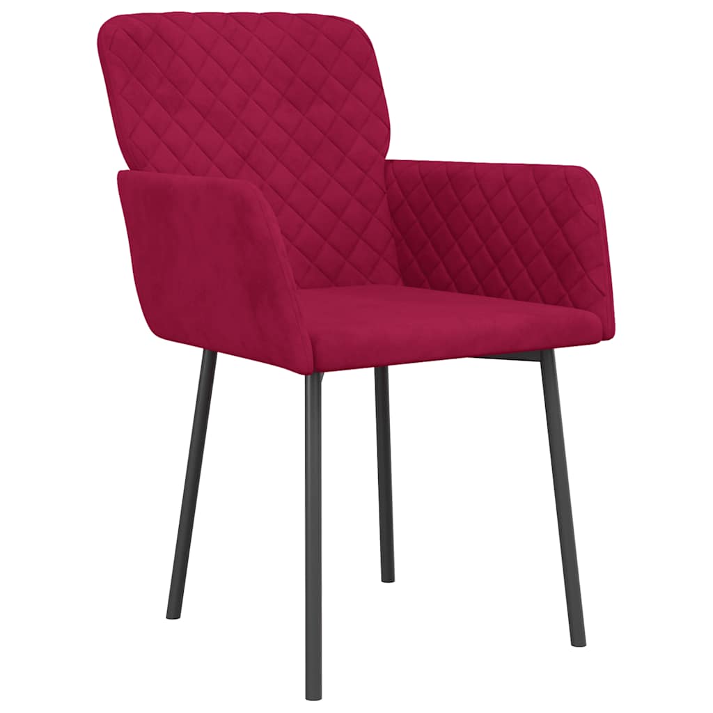 Dining chairs, 2 pcs., burgundy, velvet