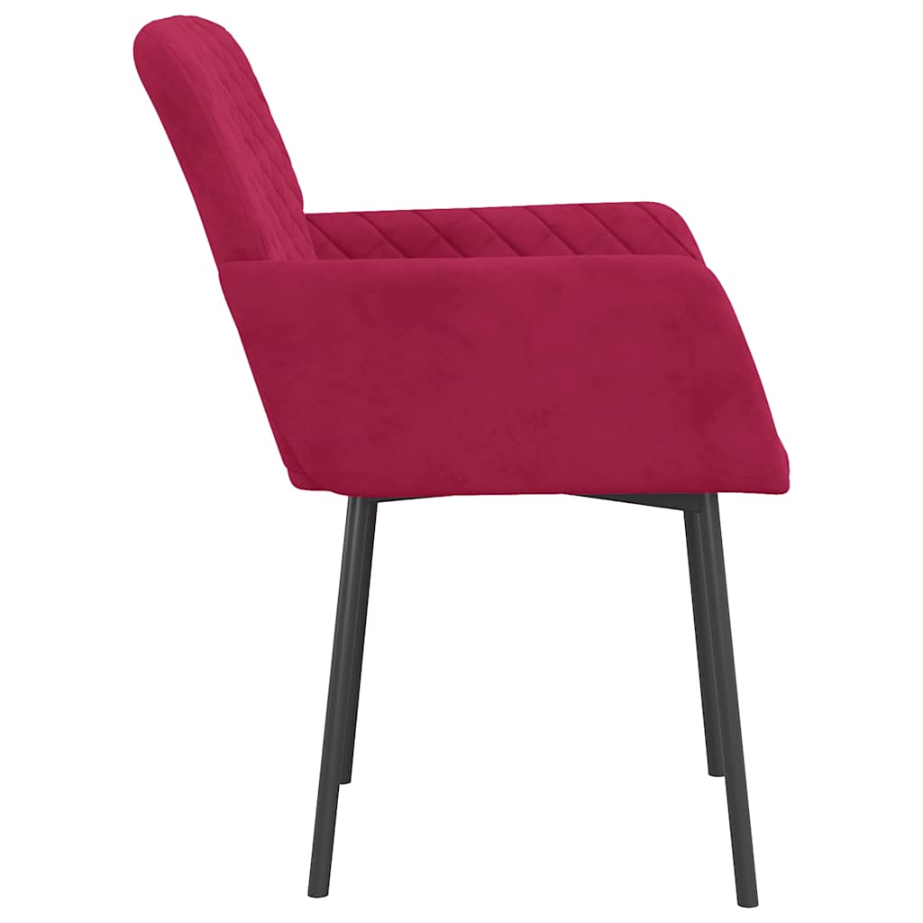 Dining chairs, 2 pcs., burgundy, velvet