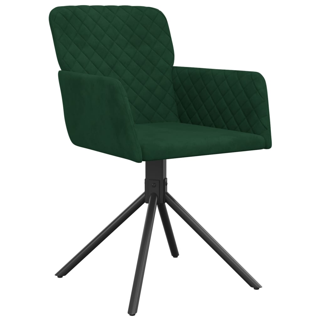 Swivel dining chairs, 2 pcs., dark green, velvet