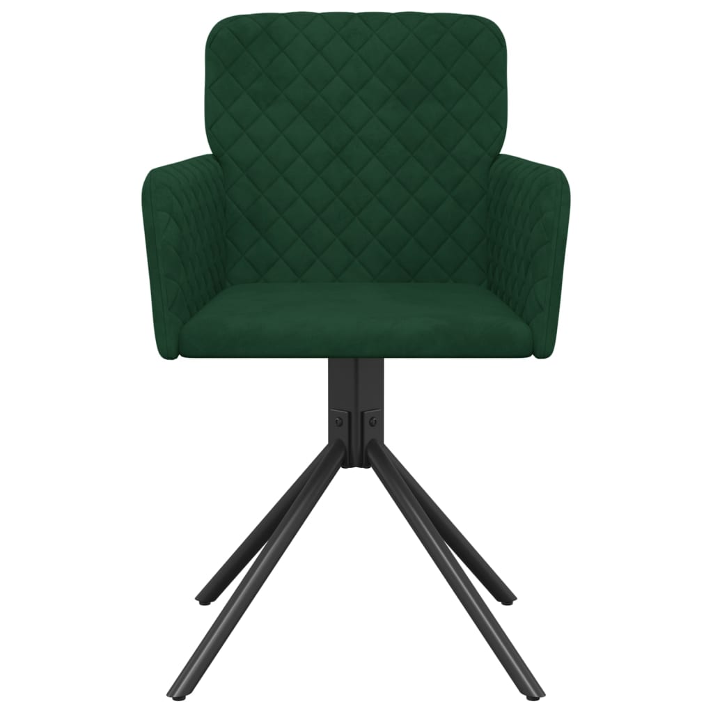 Swivel dining chairs, 2 pcs., dark green, velvet