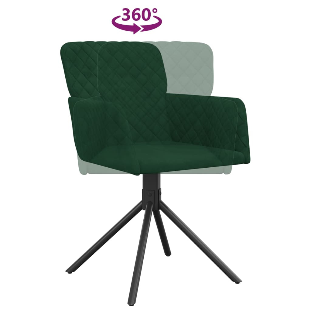 Swivel dining chairs, 2 pcs., dark green, velvet