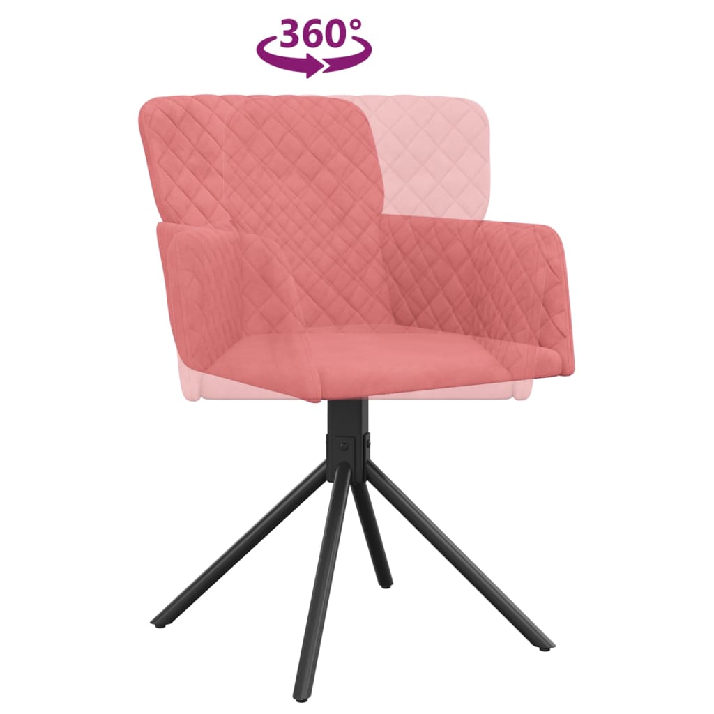 Swivel Dining Chairs, 2 pcs, Pink, Velvet