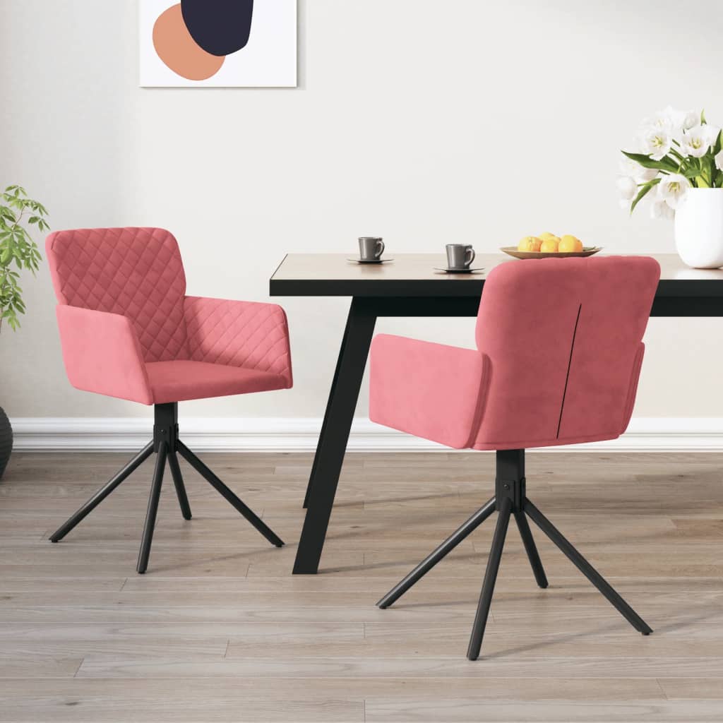 Swivel Dining Chairs, 2 pcs, Pink, Velvet