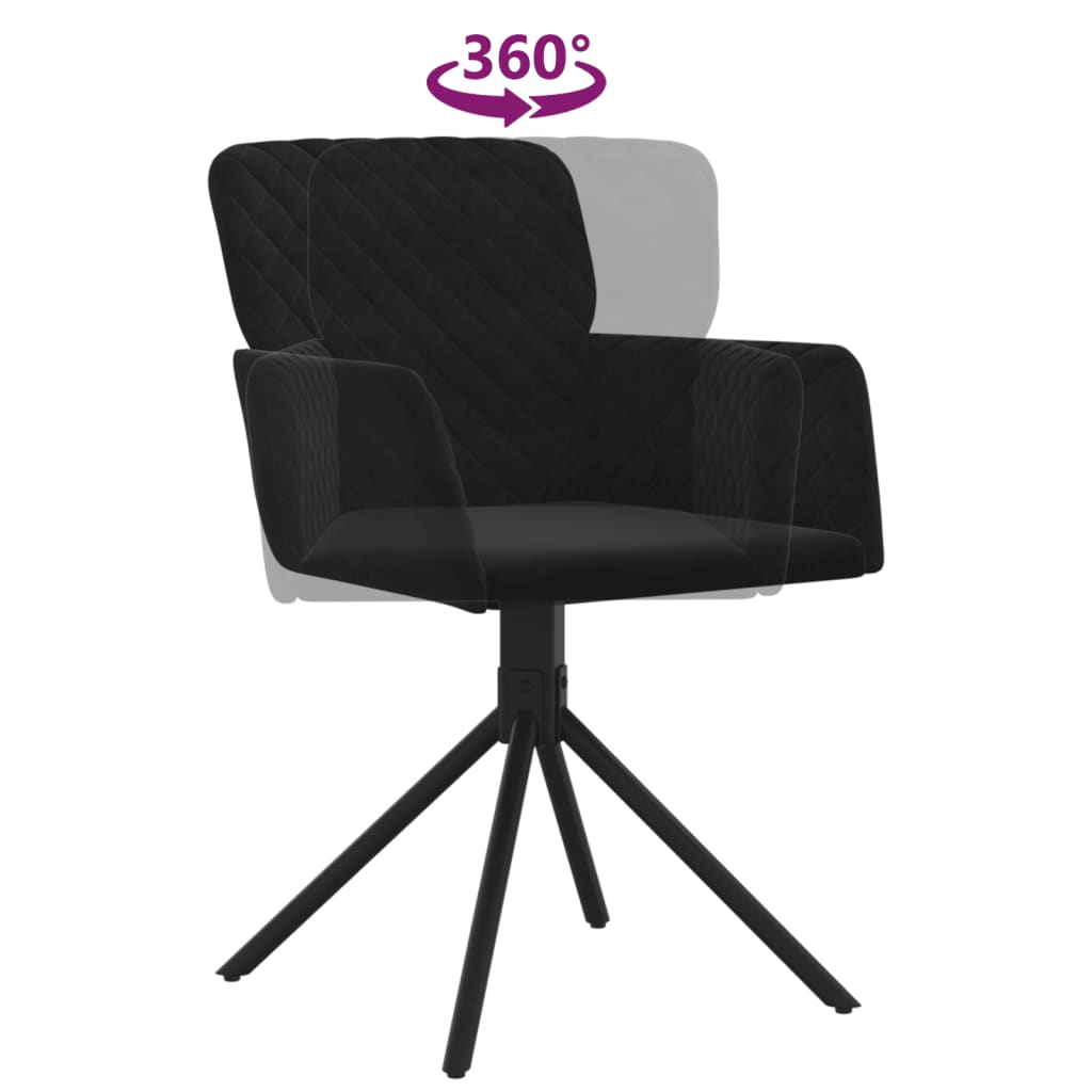Swivel Dining Chairs, 2 pcs, Black, Velvet