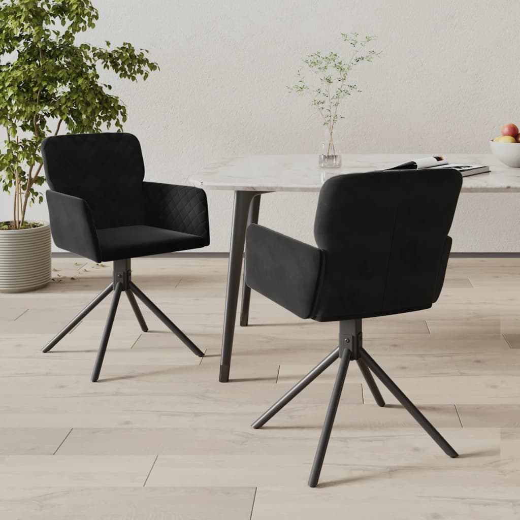 Swivel Dining Chairs, 2 pcs, Black, Velvet