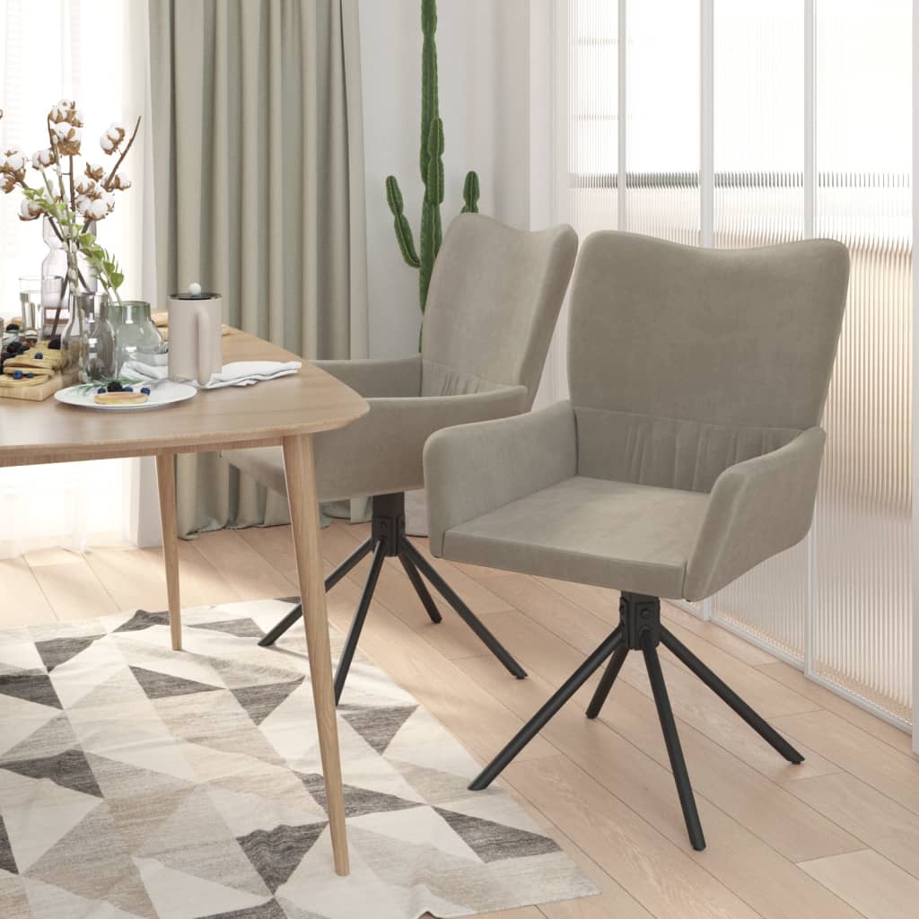 Swivel Dining Chairs, 2 pcs., Light Grey, Velvet