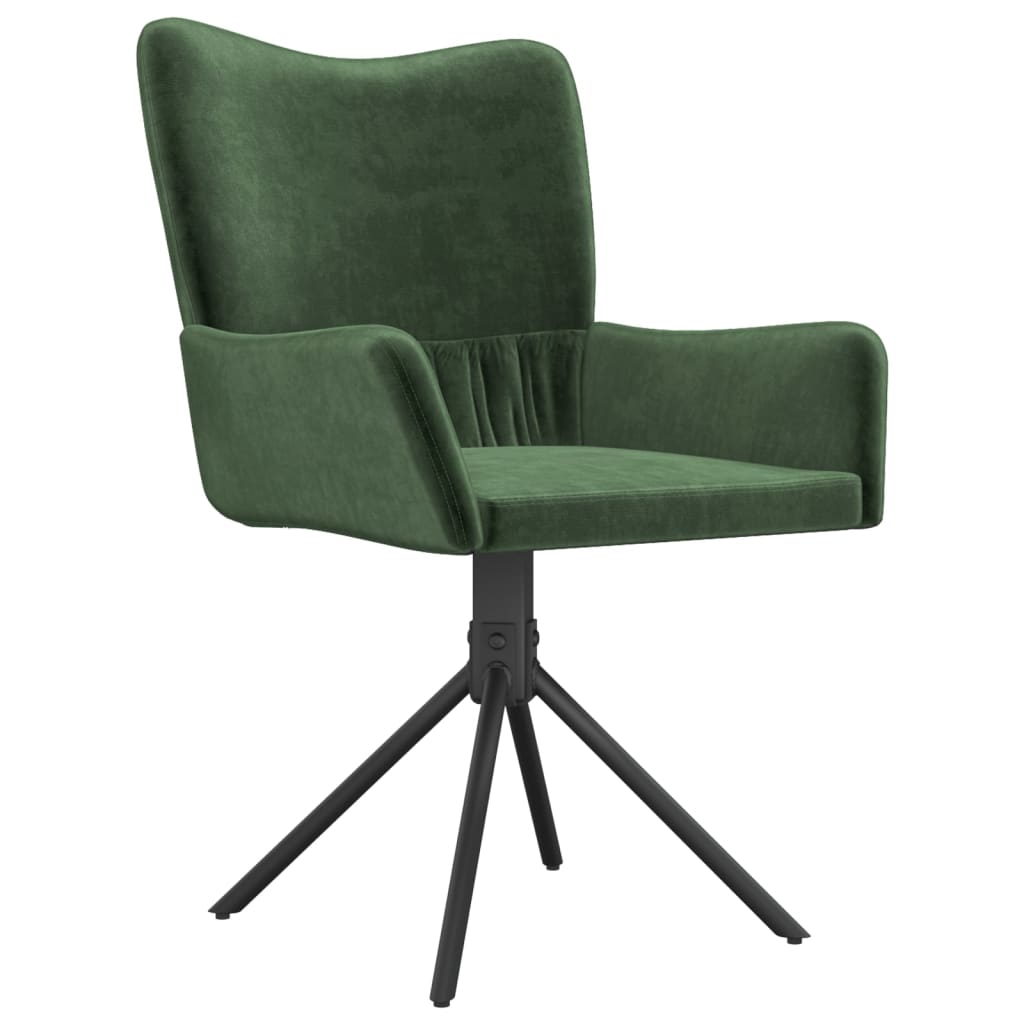 Swivel dining chairs, 2 pcs., dark green, velvet