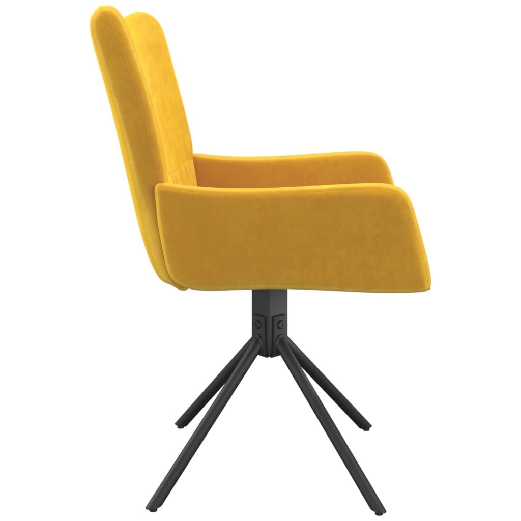 Swivel Dining Chairs, 2 pcs, Yellow, Velvet