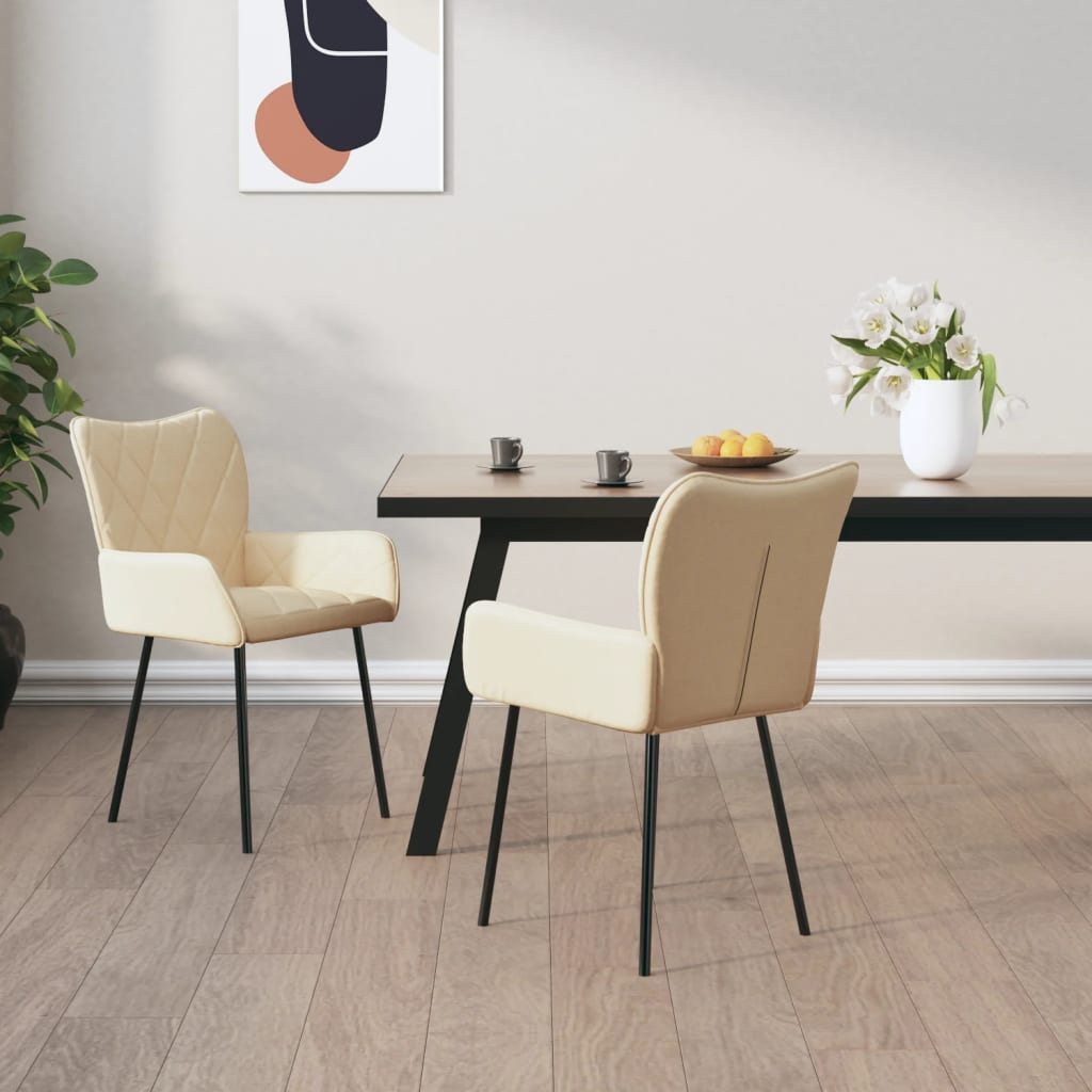 Dining chairs, 2 pcs., cream, fabric
