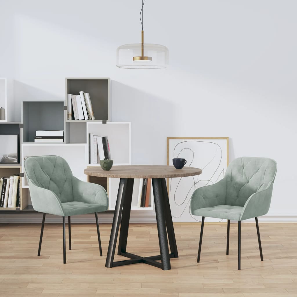 Dining chairs, 2 pcs., light gray, velvet