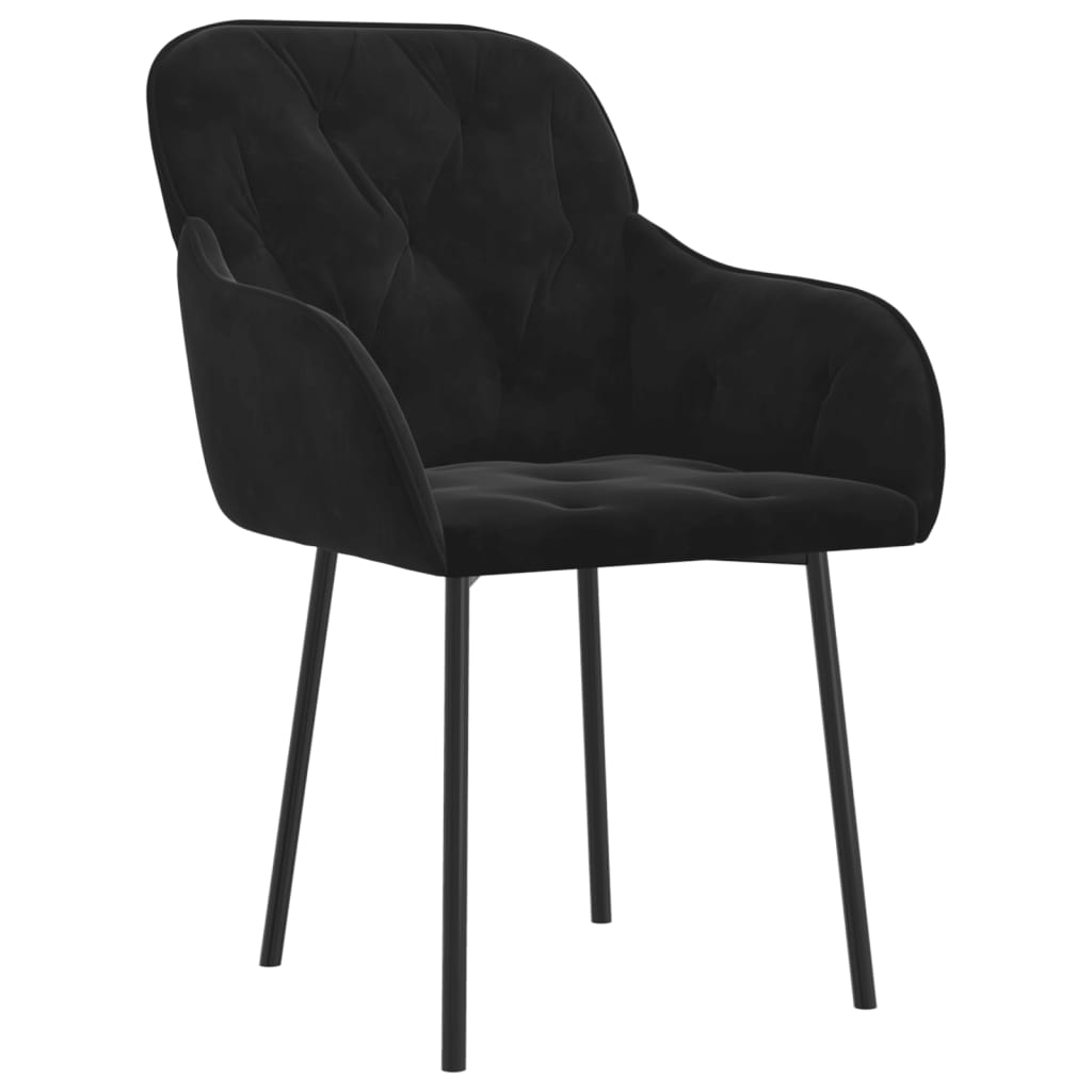 Dining chairs, 2 pcs., black, velvet