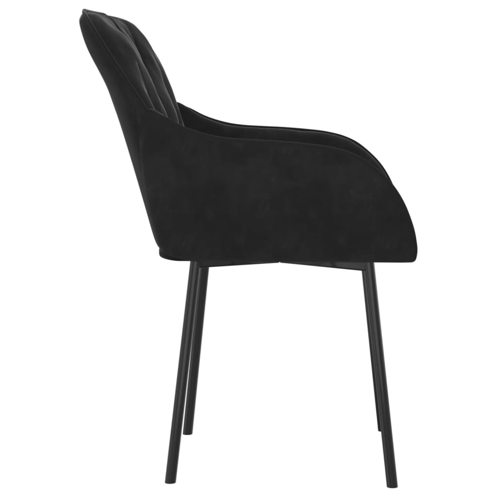 Dining chairs, 2 pcs., black, velvet