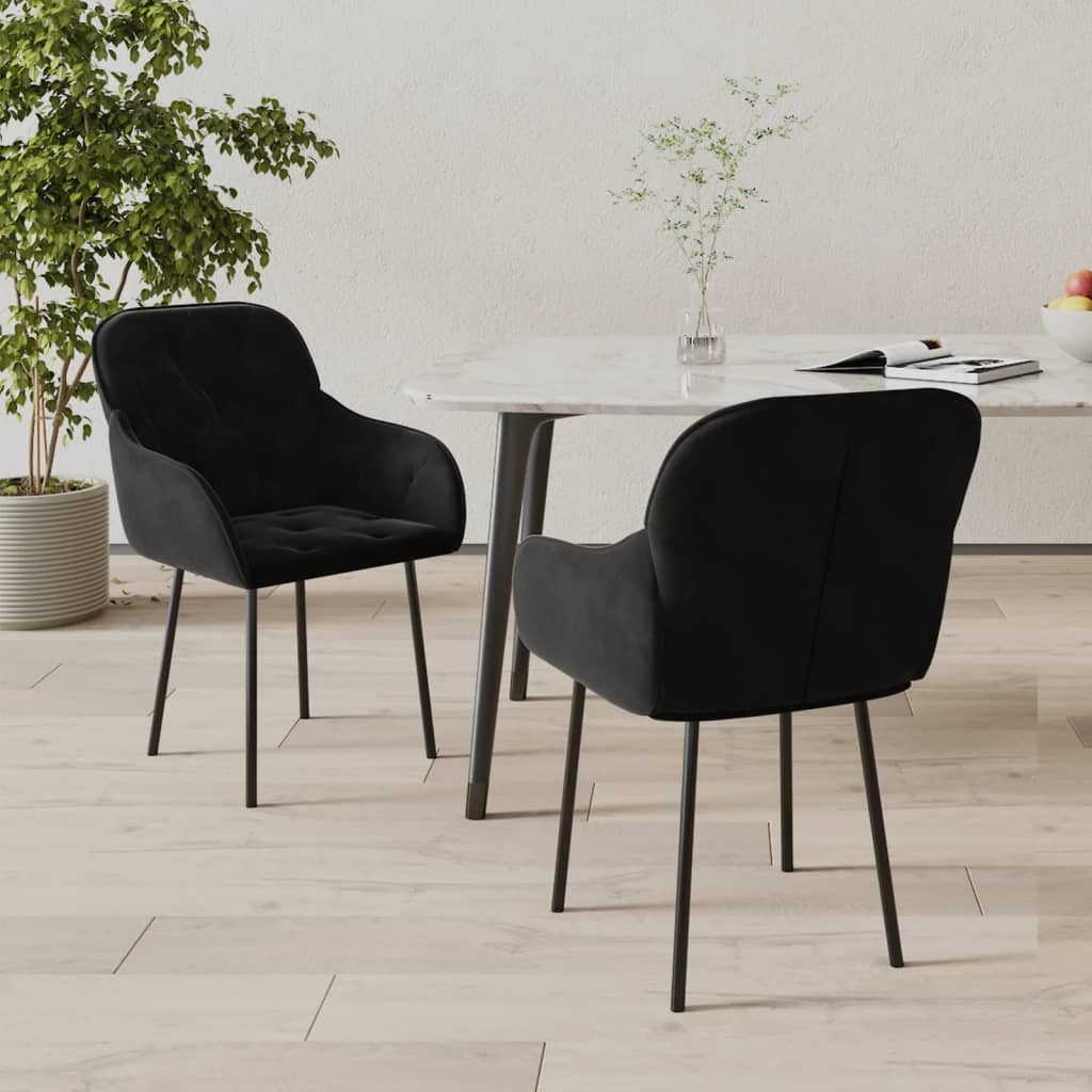 Dining chairs, 2 pcs., black, velvet