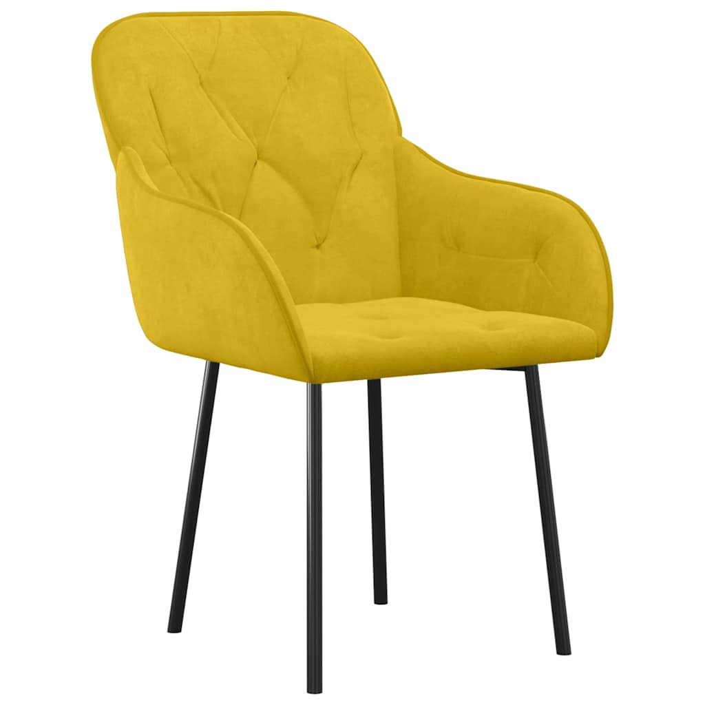 Dining chairs, 2 pcs, yellow, velvet