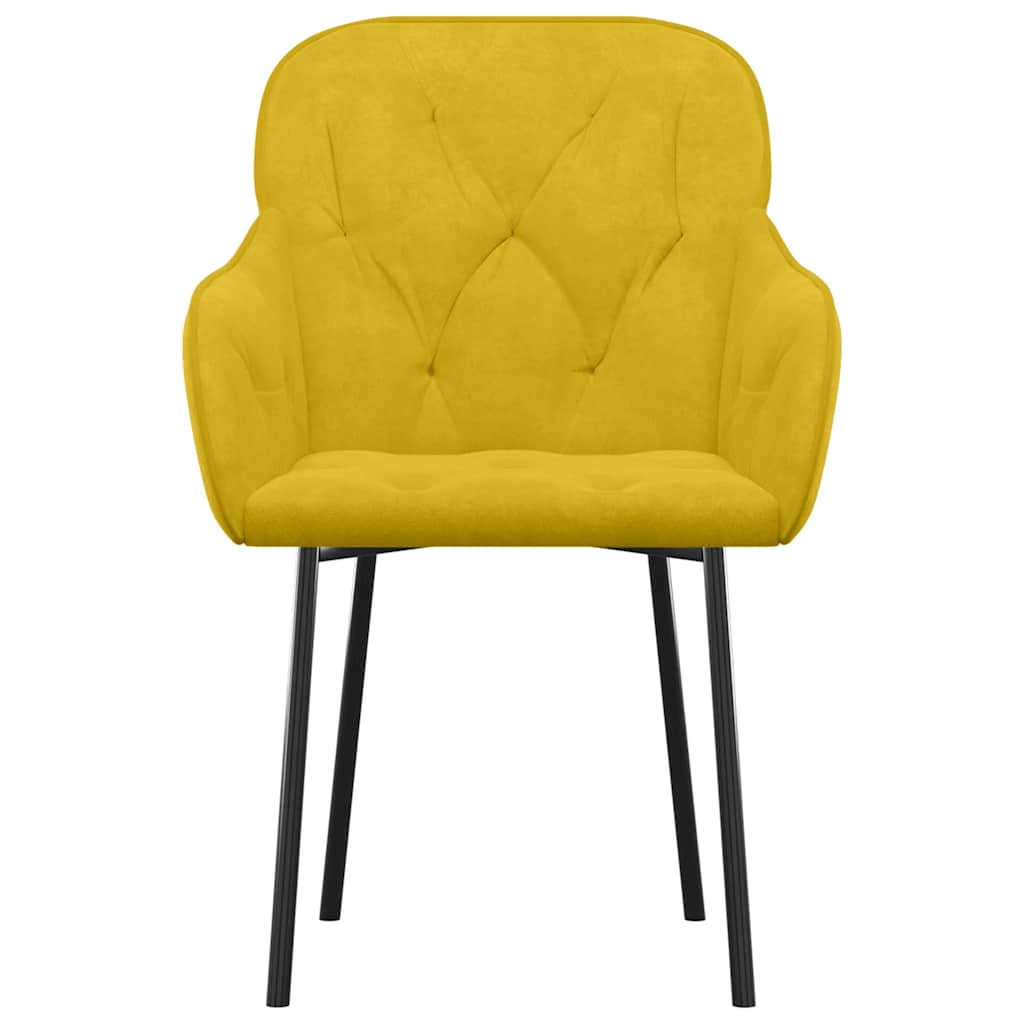 Dining chairs, 2 pcs, yellow, velvet
