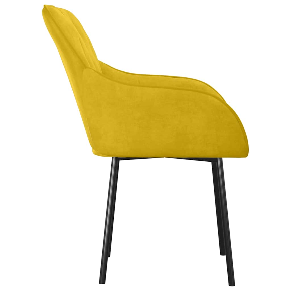 Dining chairs, 2 pcs, yellow, velvet
