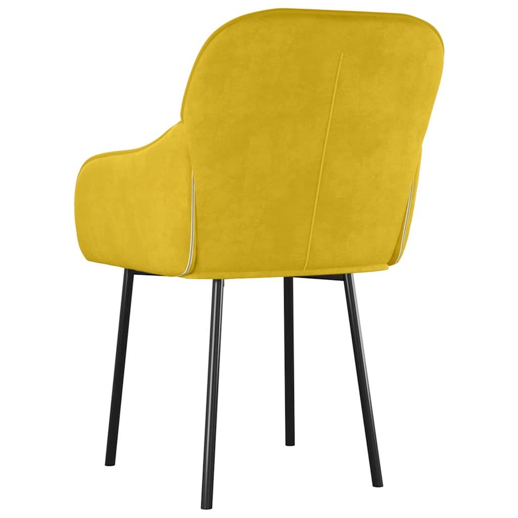 Dining chairs, 2 pcs, yellow, velvet