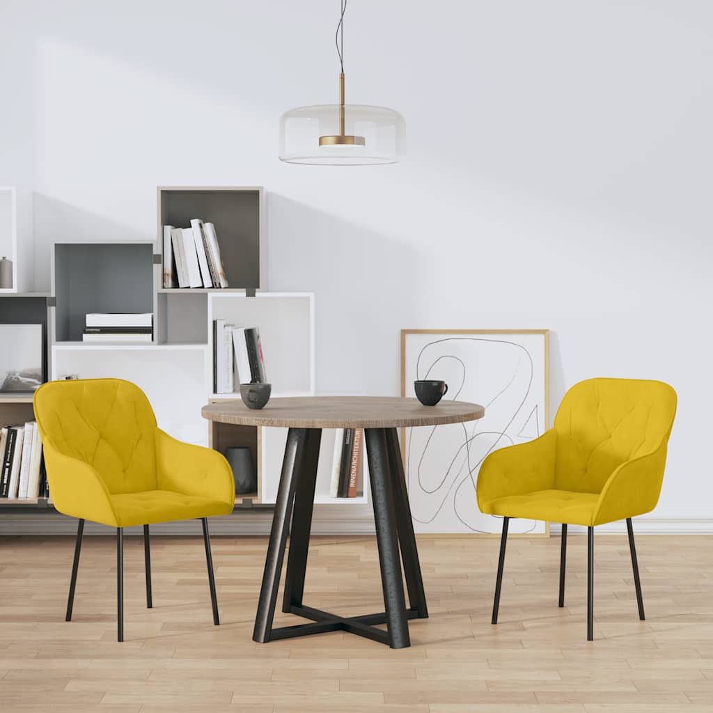Dining chairs, 2 pcs, yellow, velvet
