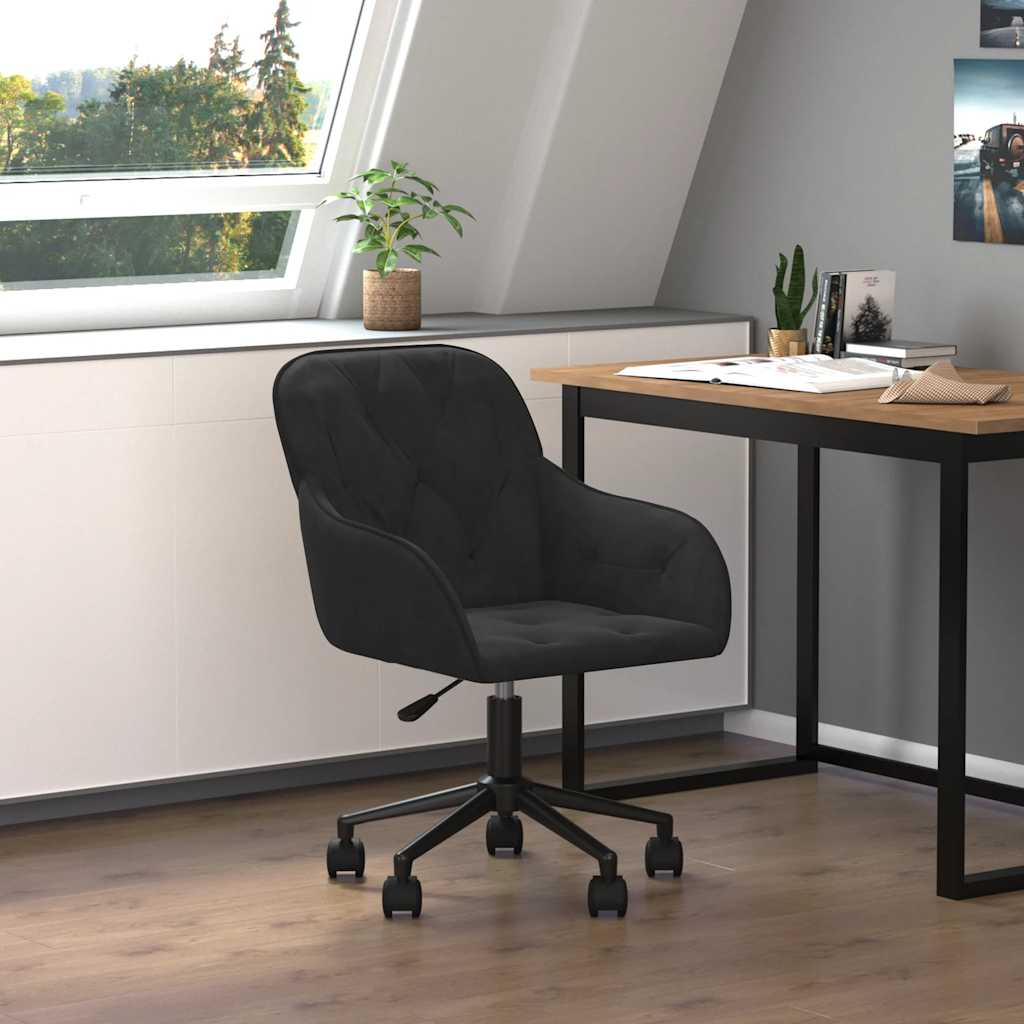 Swivel office chair, black, velvet