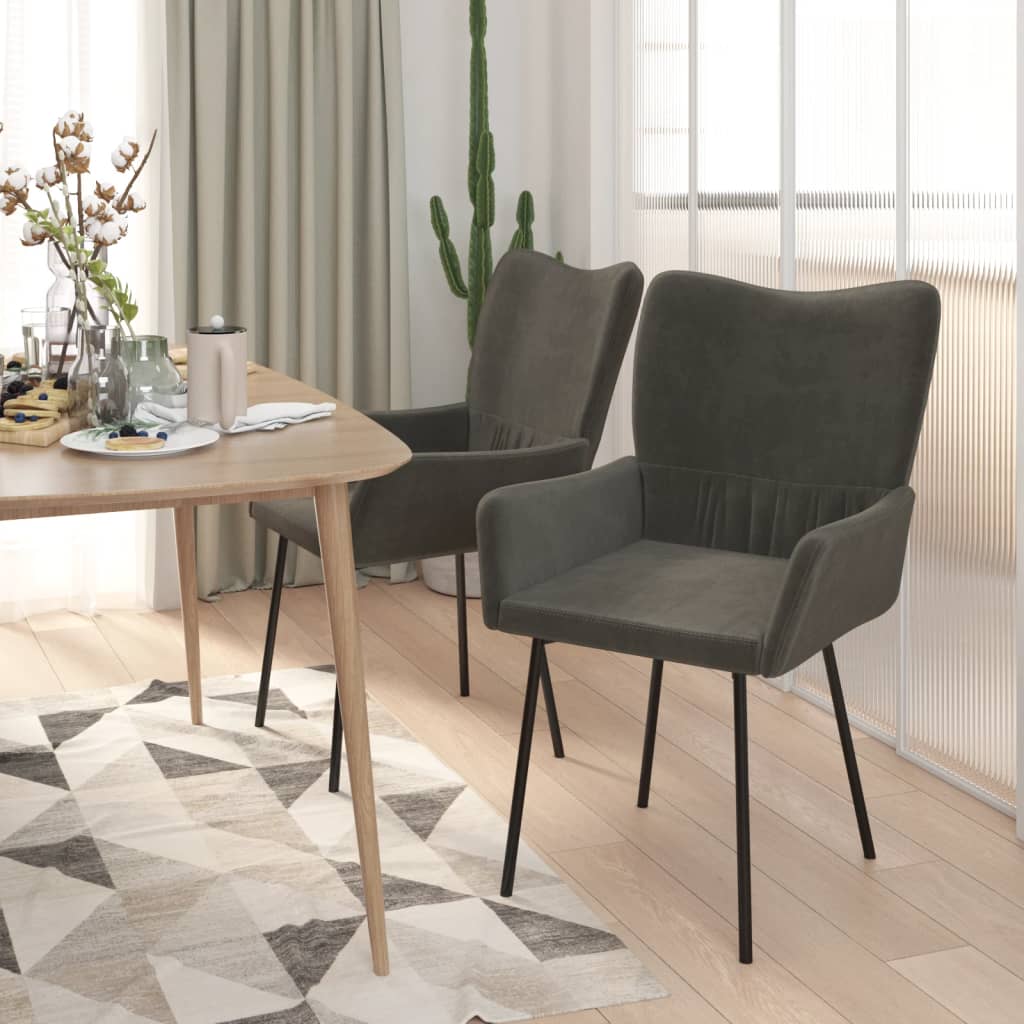Dining chairs, 2 pcs., dark grey, velvet