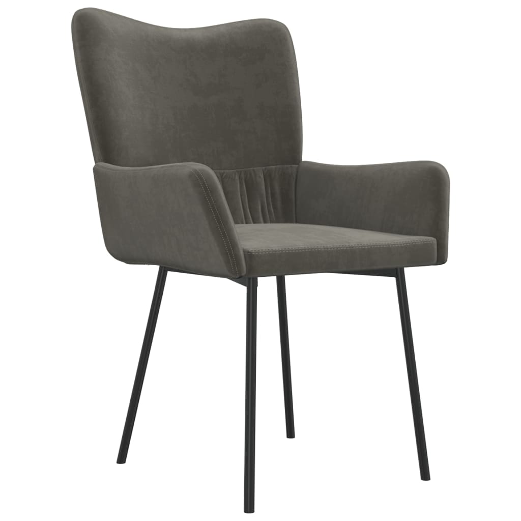 Dining chairs, 2 pcs., dark grey, velvet