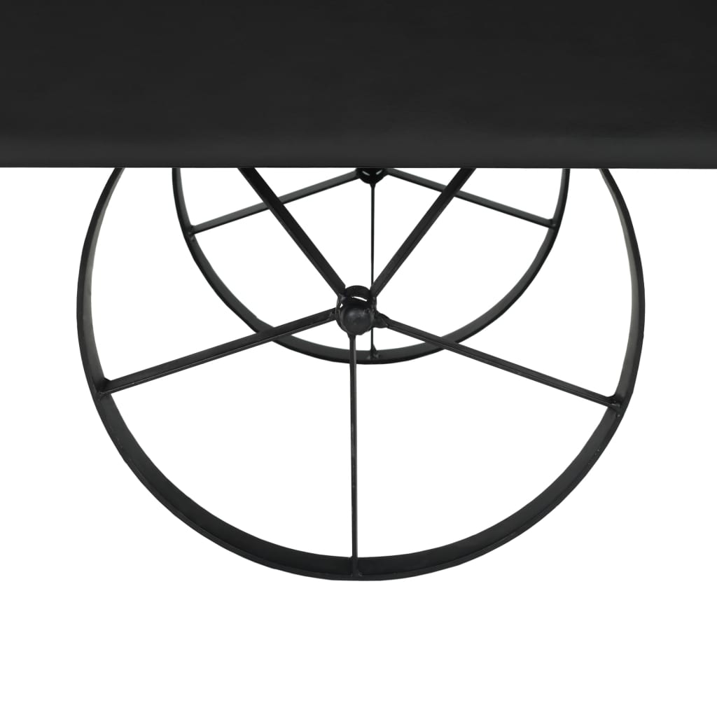 Kavos staliukas su ratukais, juodas, 110x52x43cm, mediena