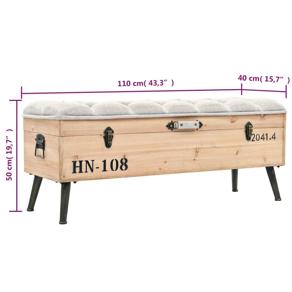 Sandėliavimo suolas 110 cm Iš kietos pušies