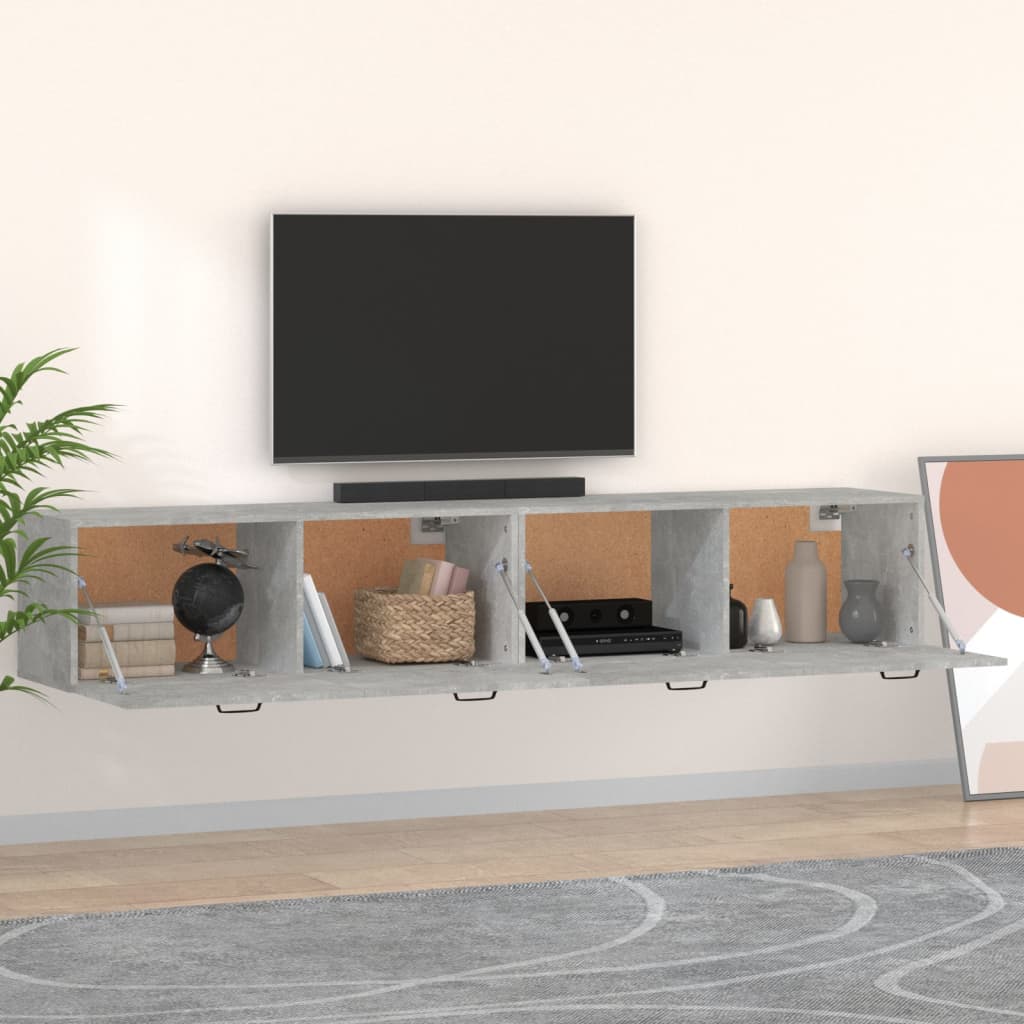 Cabinets, 2 pcs., concrete grey, 100x36.5x35cm, wood